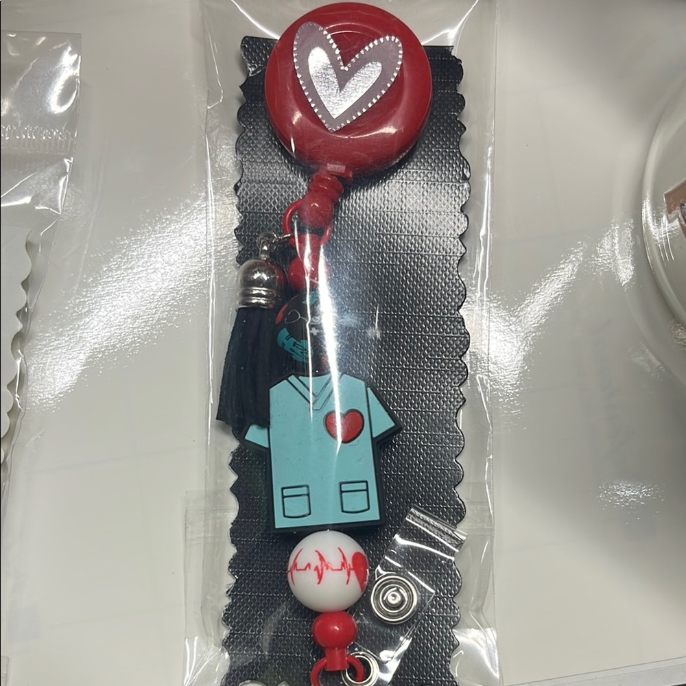 Heart-Themed Nurse Badge Reel